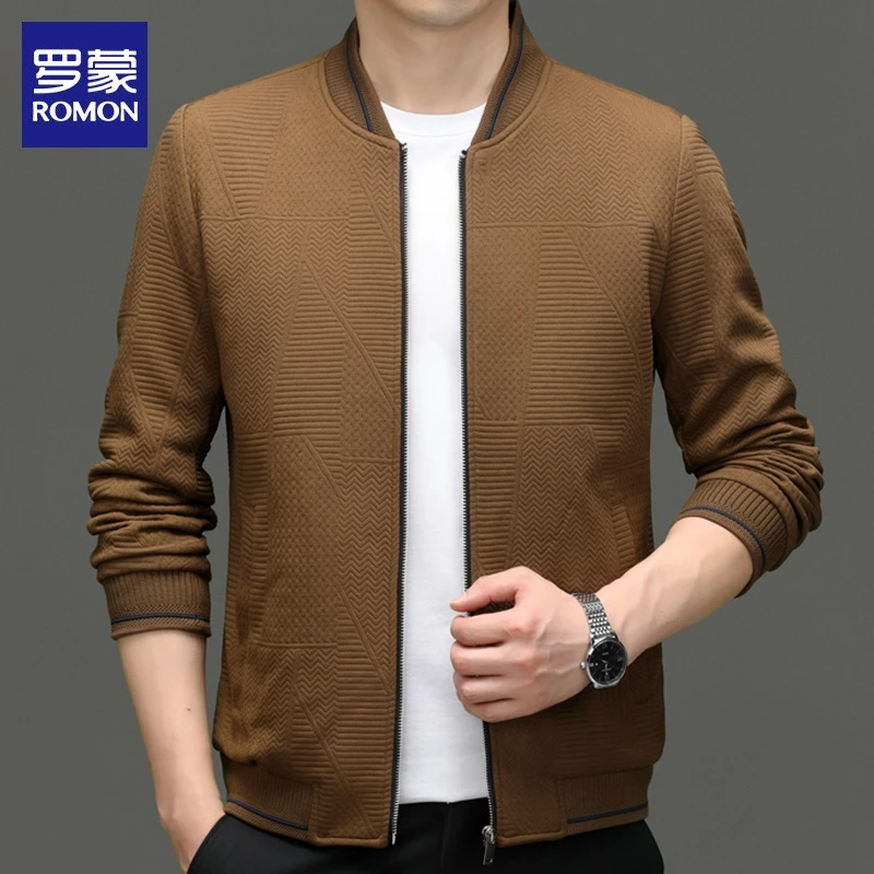 罗蒙高端男士夹克2025春秋时尚宽松商务痞帅慵懒风棒球服外套男装