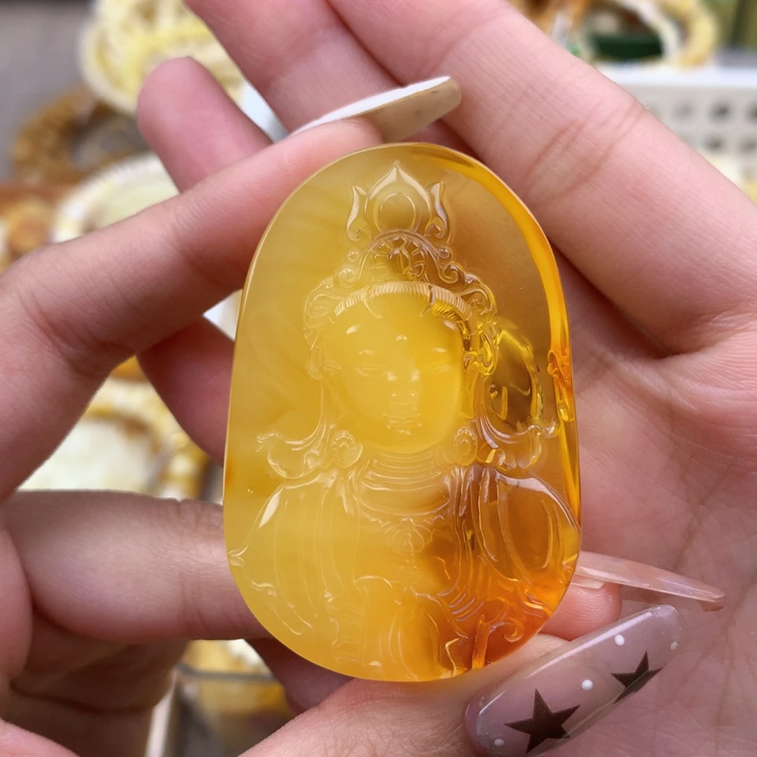 琥珀未镶嵌珠宝奇石53*35*13 全品观音