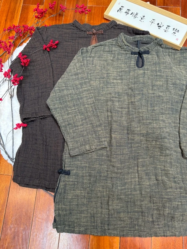 【淇淇推荐】设计款汉麻厚织水滴扣袍子