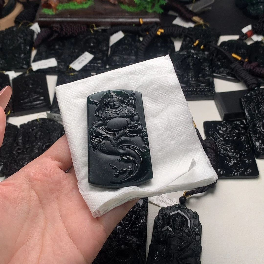 翡翠未镶嵌挂件天然缅甸a货钢琴黑挂件