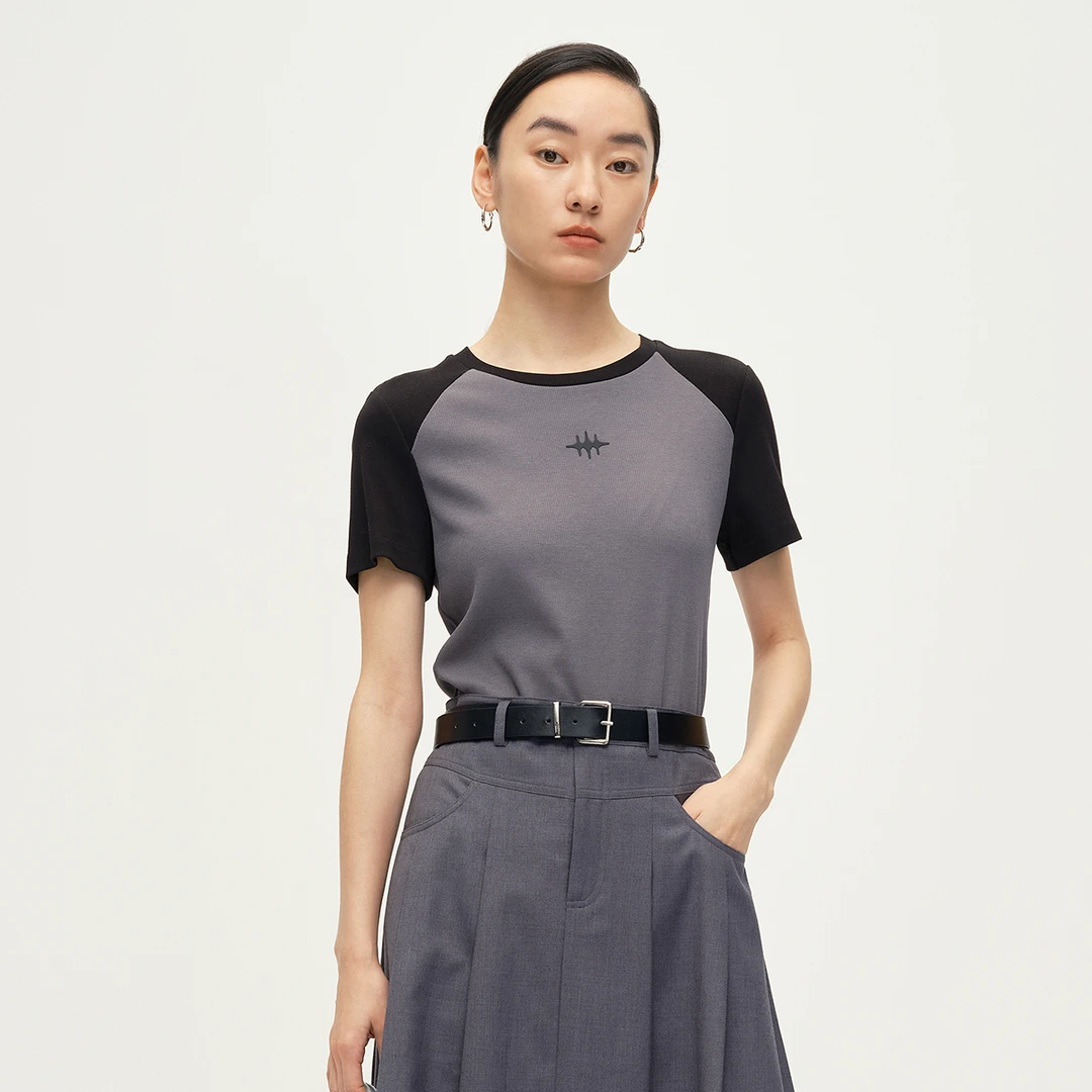 【达人专属】夏季圆领T恤显瘦经典撞色设计G462682