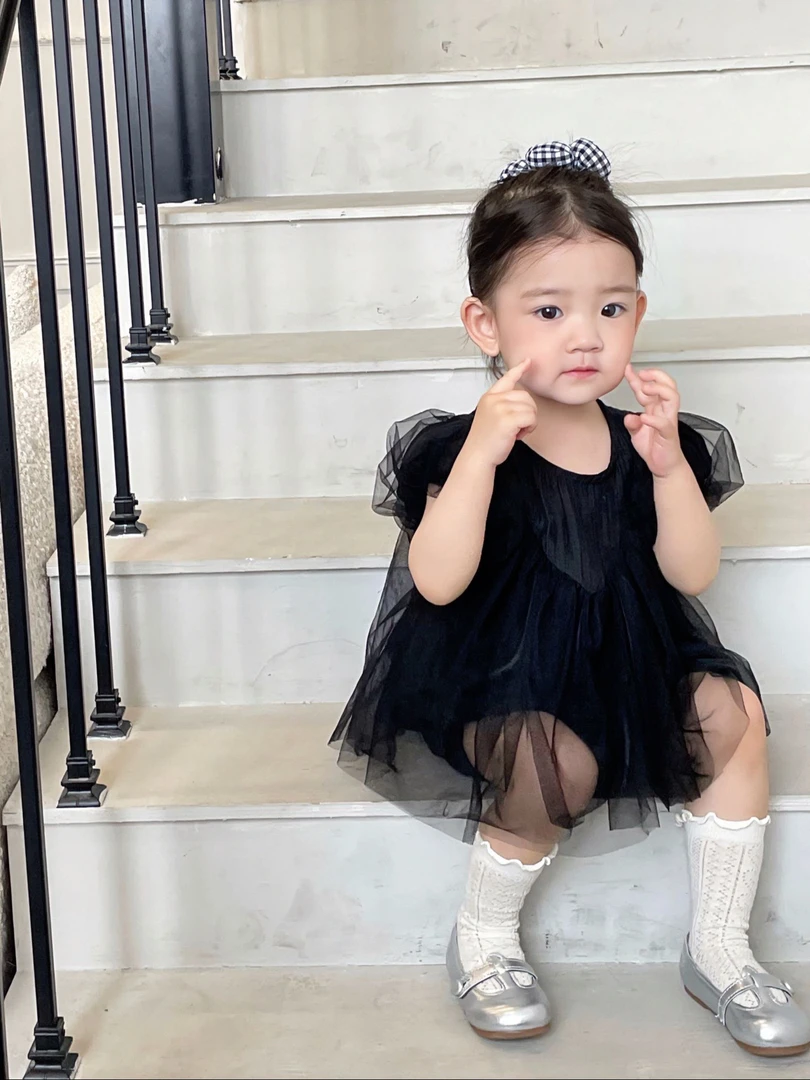 【Ponyo】夏季·精致女宝宝小黑裙经典赫本小香风纱纱包屁裙可爱哈衣