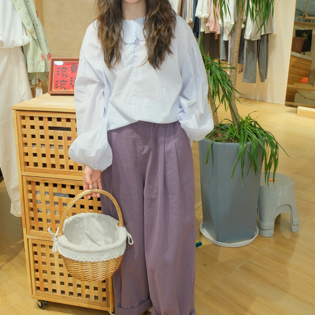 港角棉麻铺衬衣上衣简约长袖