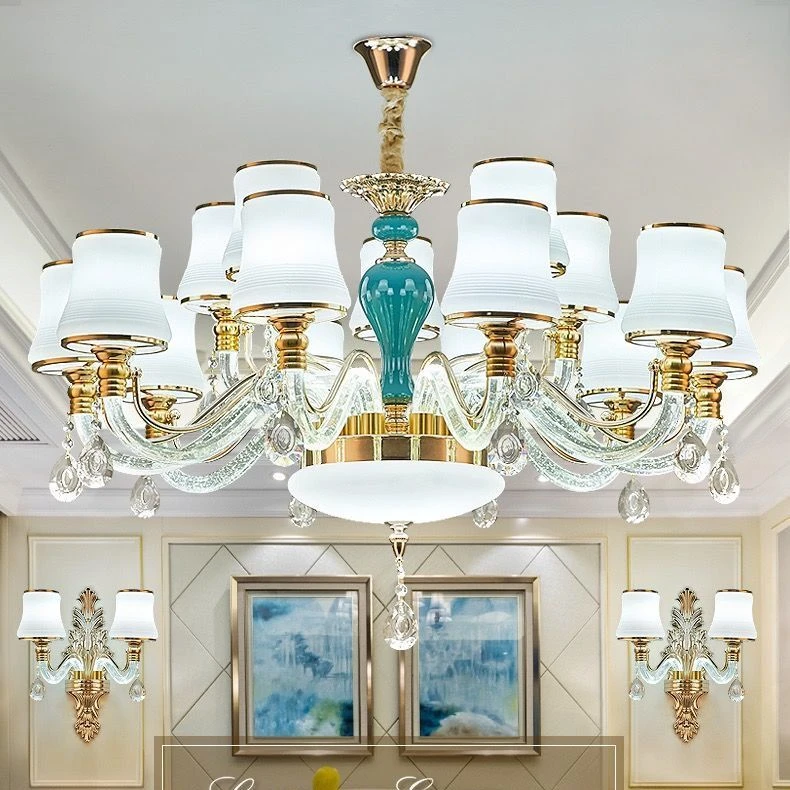 轻奢水晶吊灯客厅灯简约现代大气简欧餐厅灯臂发光新款灯具别墅