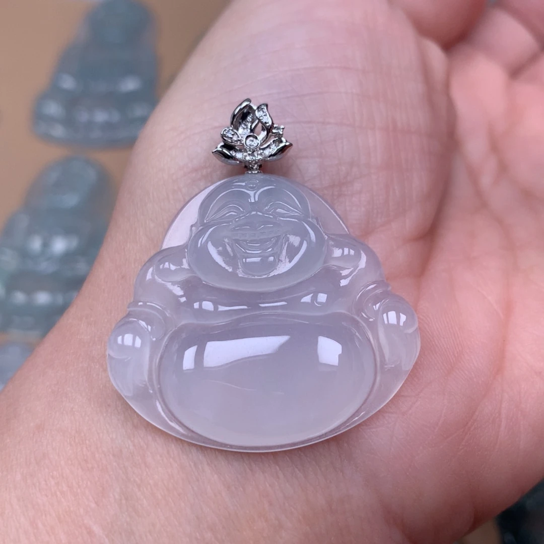 翡翠18K金镶嵌颈饰缅甸翡翠A货