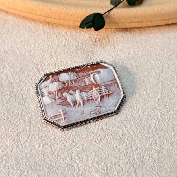 【六六中古】孤品复古贝壳胸针吊坠两用ad4877