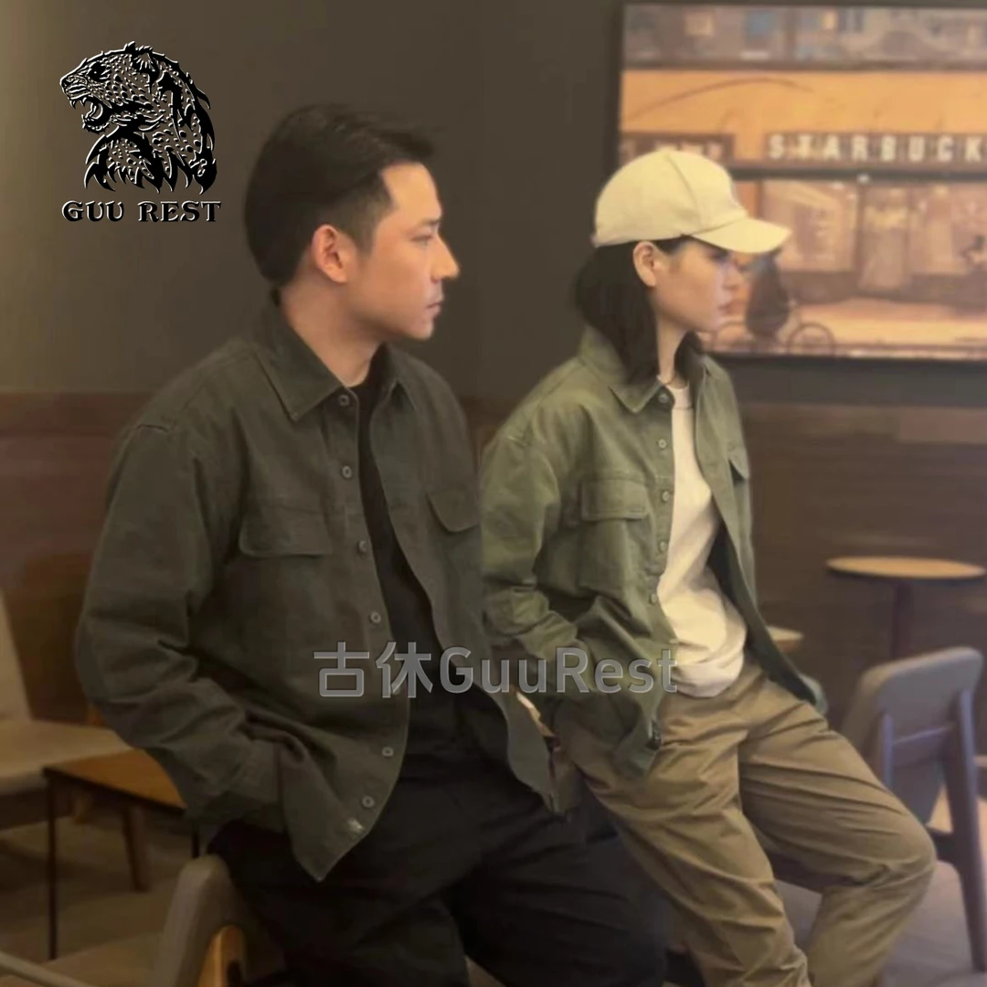 GuuRest纯棉衬衫500g重磅水洗宽松复古休闲经典百搭春秋季衬衣Z