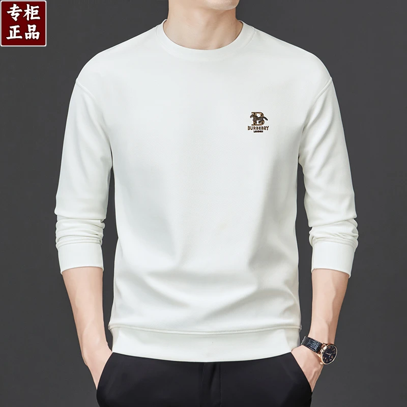 欧洲轻奢LUNBBLRRY高品质长袖宽松T恤卫衣圆领打底衫上衣男士