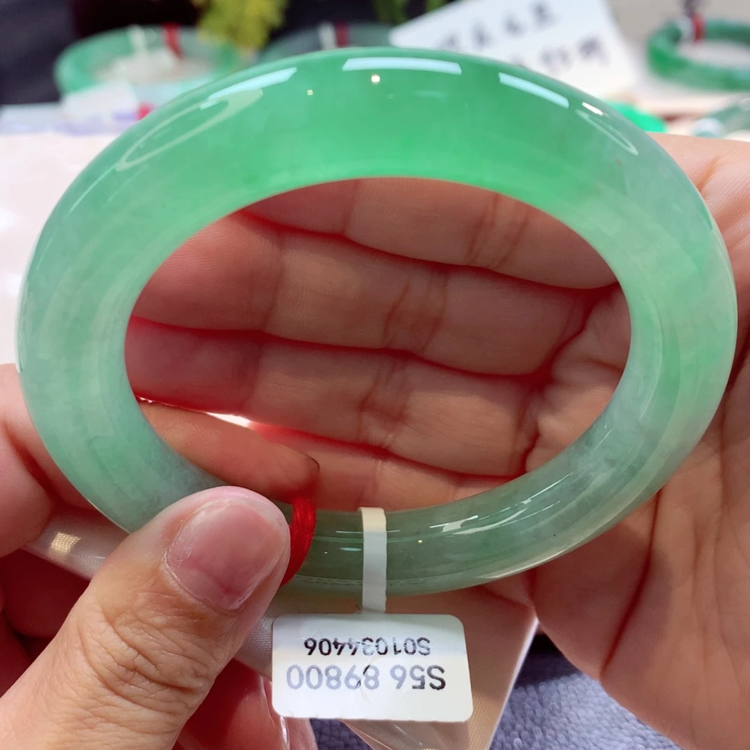 未镶嵌手镯翡翠冰绿圆条推荐32号11