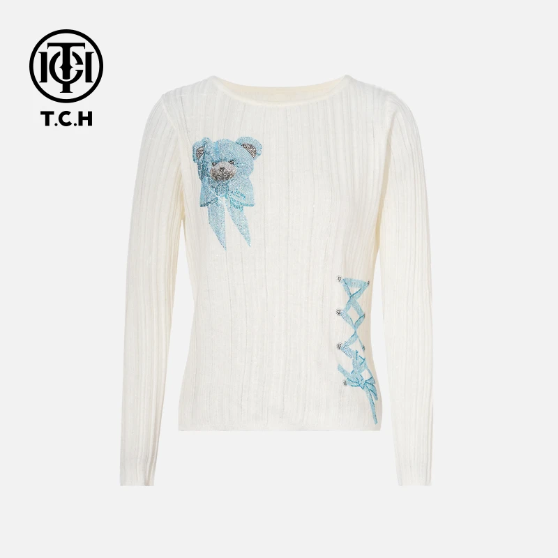 TCH私服烫钻工艺新时尚淑女百搭新潮流针织衫T75C09E5110轻奢tch