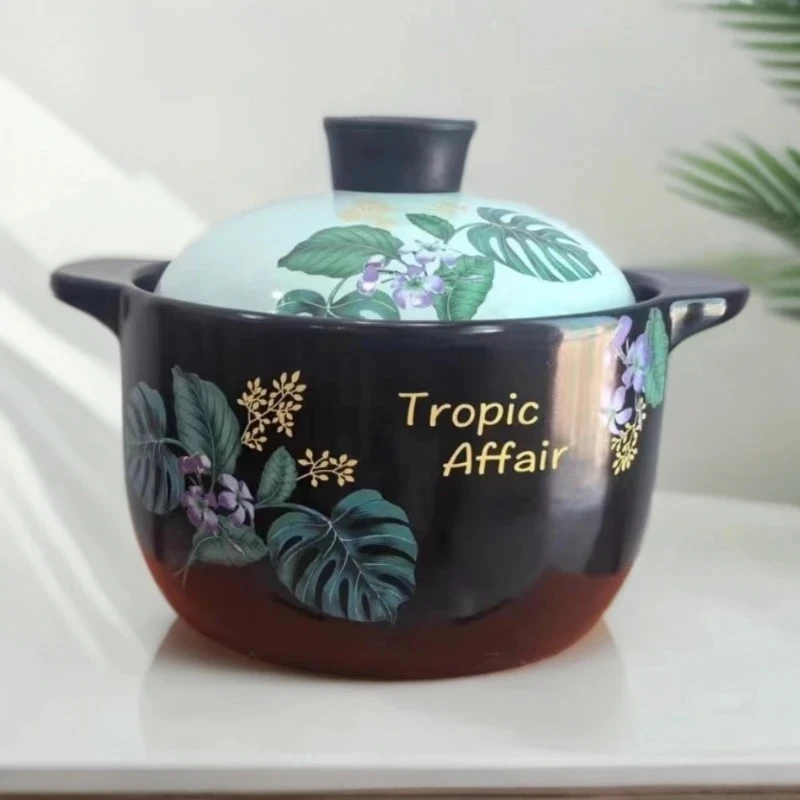 【超值推荐】3.5L新款热带雨林煮粥煲汤砂锅炖锅汤锅明火燃气可用