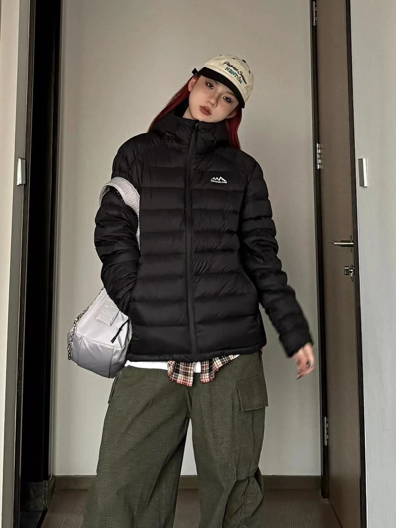 L3545排骨轻薄羽绒服短款2025休闲连帽白鸭绒情侣同款保暖外套
