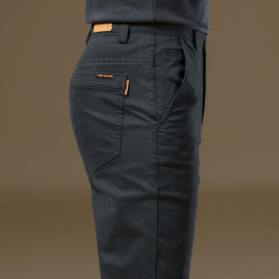 香港高端休闲裤男2025秋冬款修身直筒弹力商务百搭西裤青年长裤子