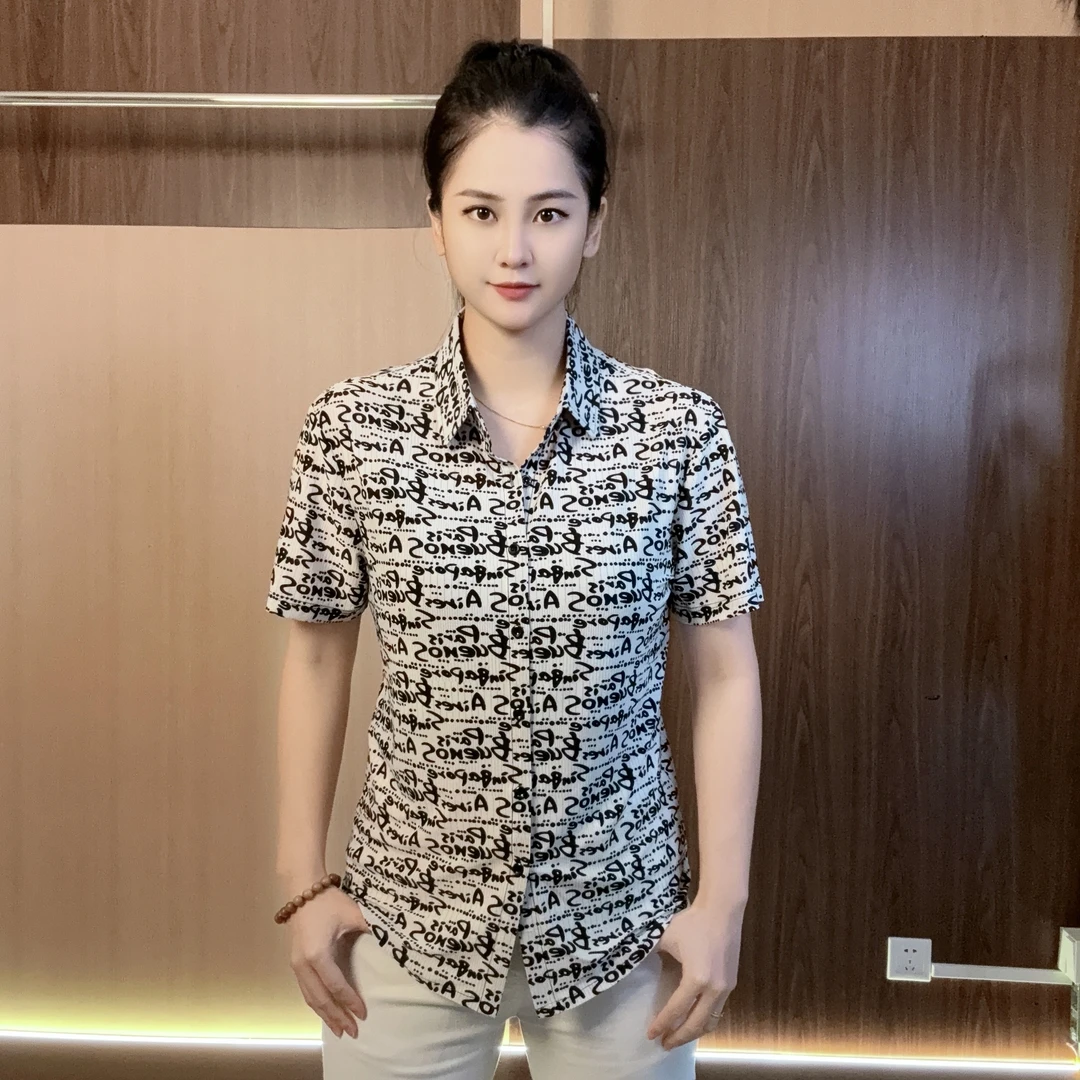 【超时速男装】轻奢高级感爆款百搭简约半袖时尚潮流翻领衬衫F9846