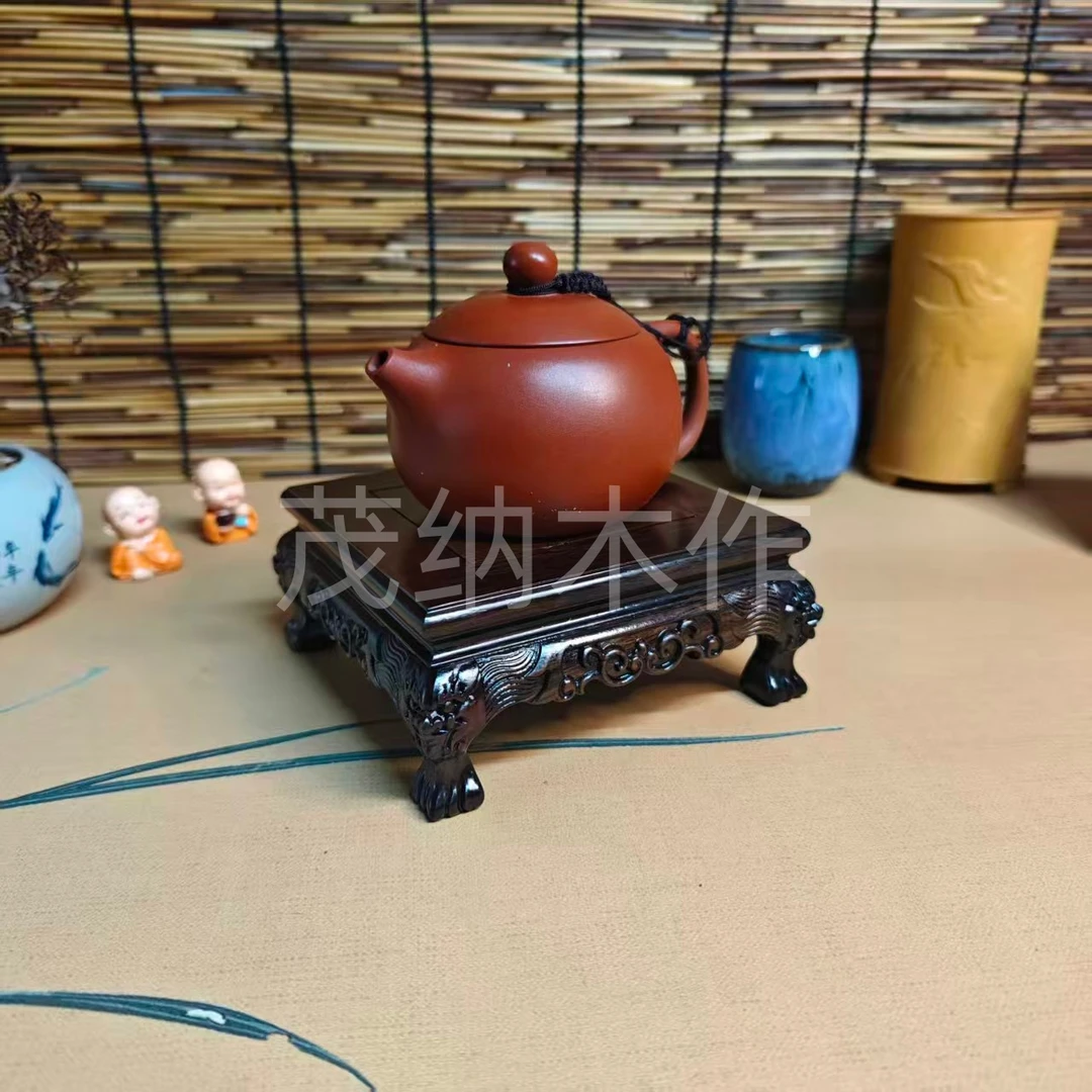 黑檀木四方精雕虎脚中式工艺家用方底座尺寸13*13*6