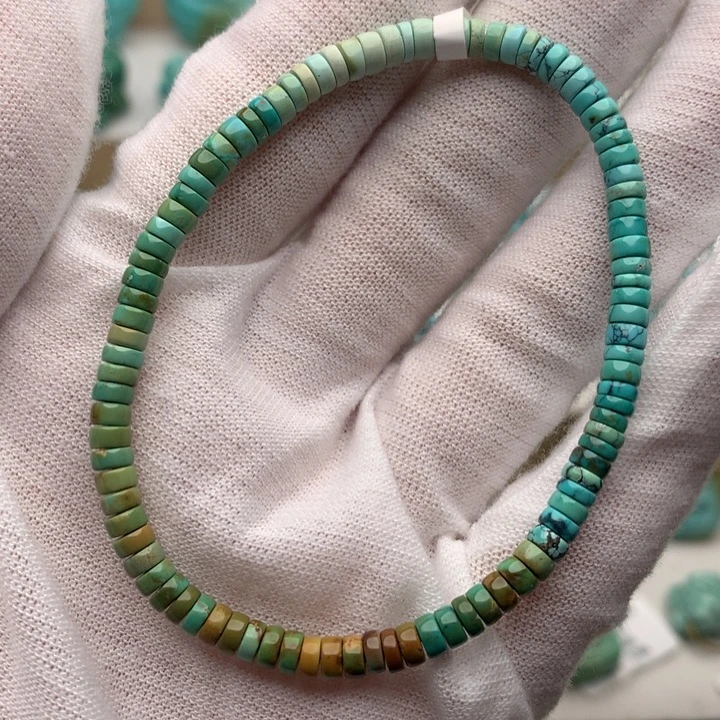 绿松石未镶嵌珠宝奇石高瓷福利直切手串3.9mm