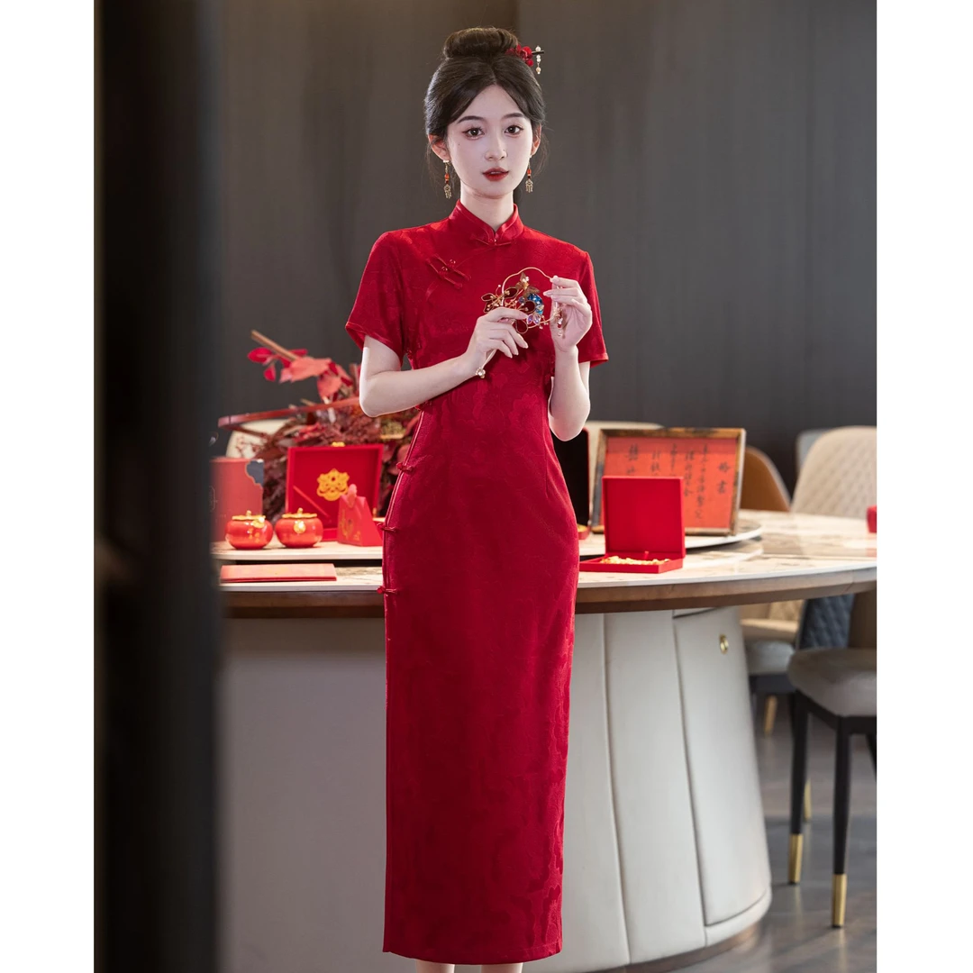【福气满满】红色送考旗袍国风气质2025年春夏新款结婚敬酒服5311