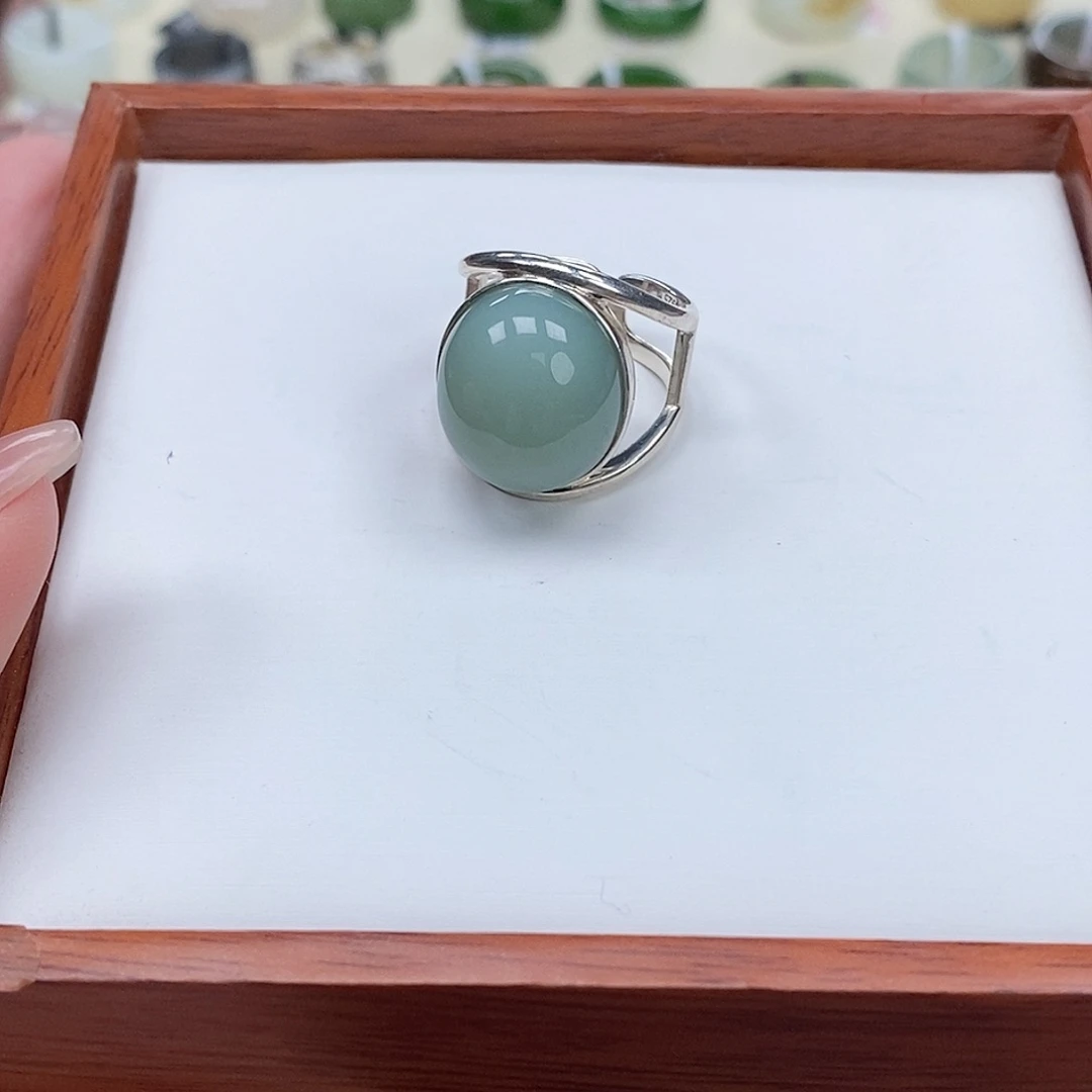 和田玉戒指银S925镶嵌锦****ⁱ专拍3