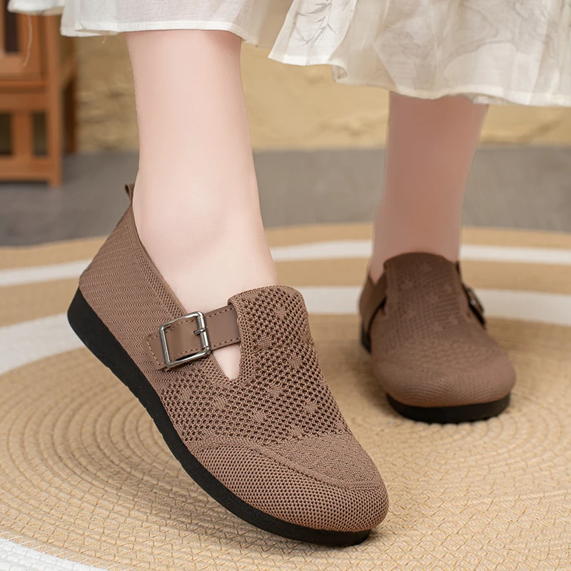 春夏透气平底轻便新款百搭女鞋老北京布鞋舒适防滑简约妈妈鞋防滑