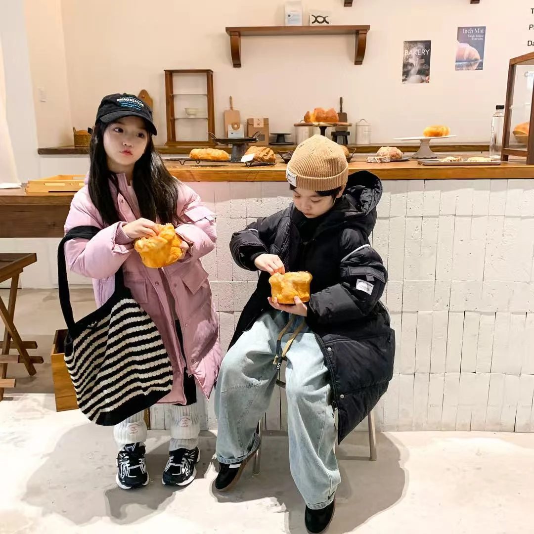 （301-352）韩版新款儿童品色加厚加绒羽服保暖外套男童女童面包服