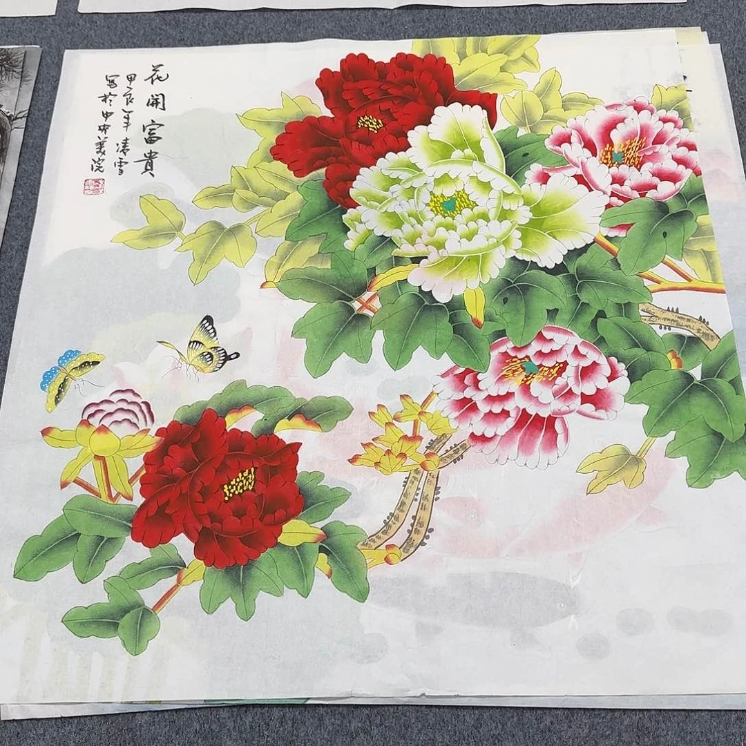 国画尺寸70X70手绘作品
