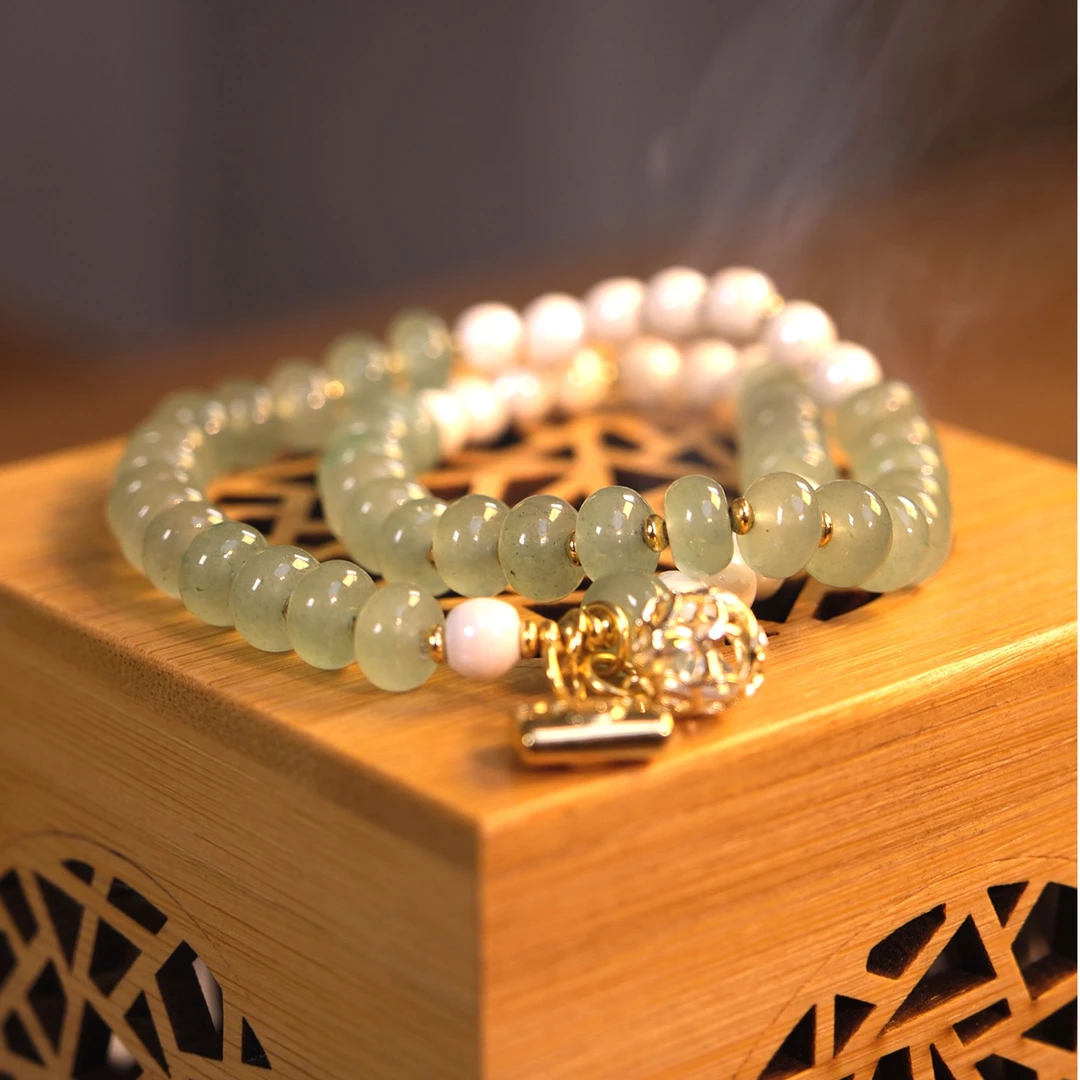 【绿野仙踪】绿东陵白瓷念珠手串