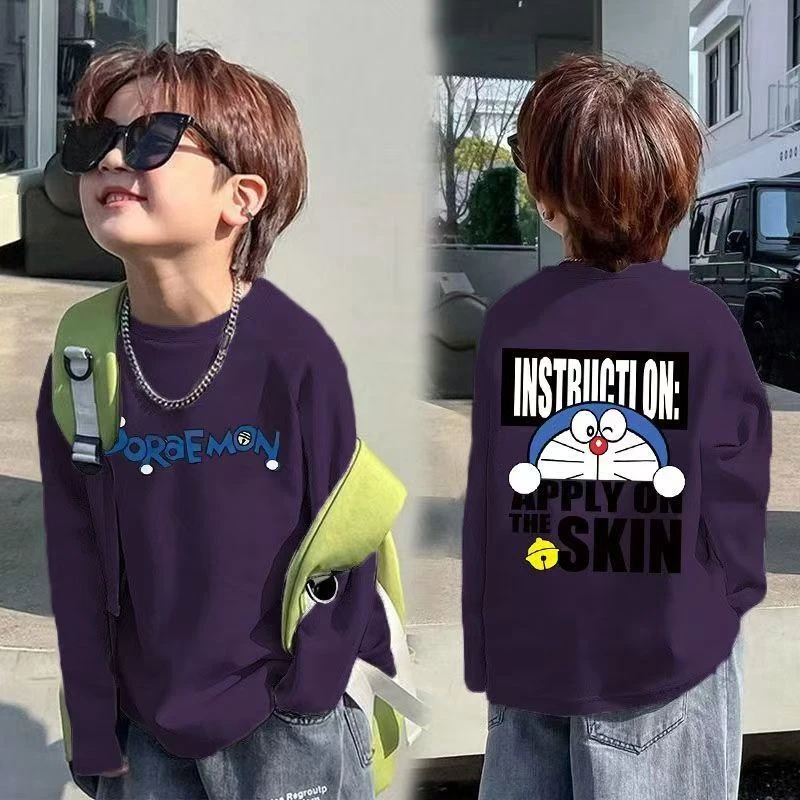 春秋款男孩子纯棉t恤长袖女童帅气宽松上衣中大童潮T爆款儿童衣服