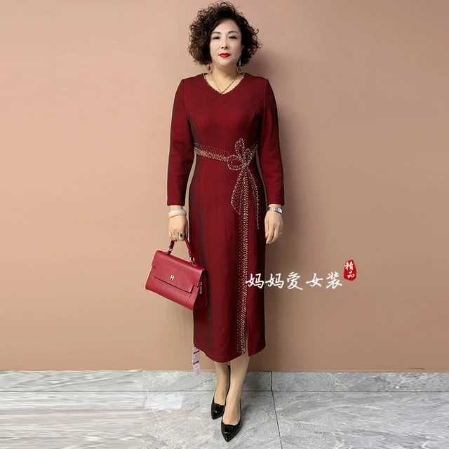 喜妈妈婚宴装结婚婆婆旗袍长辈秋季礼服当天婚礼服服喜十月份男方