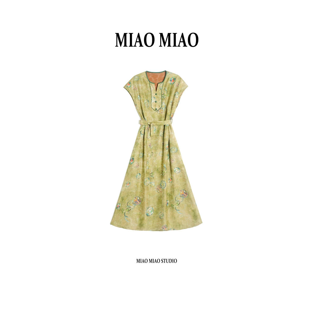 【蝶花坞】淼淼家R612国风轻奢莨纱三经绞罗红云纱新中式连衣裙