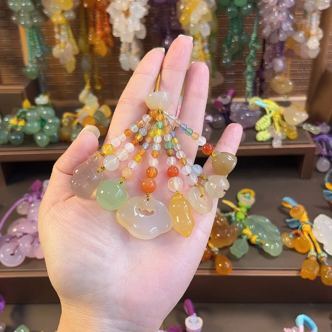 悠***3玛瑙/玉髓未镶嵌车挂手机链