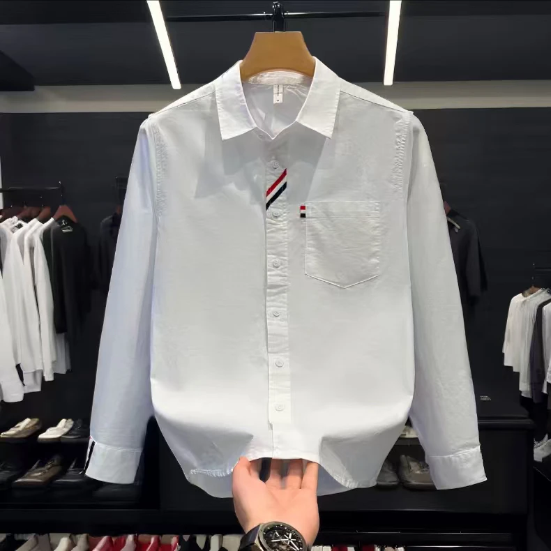 轻奢时尚男装设计感商务衬衫春秋季潮流纯棉长袖韩版宽松帅气衬衣