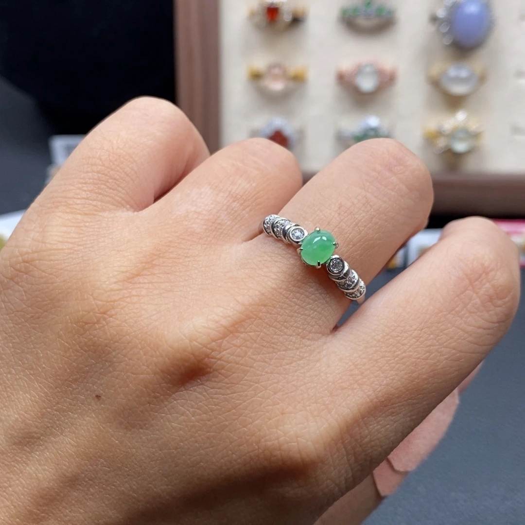 翡翠银S925镶嵌戒指