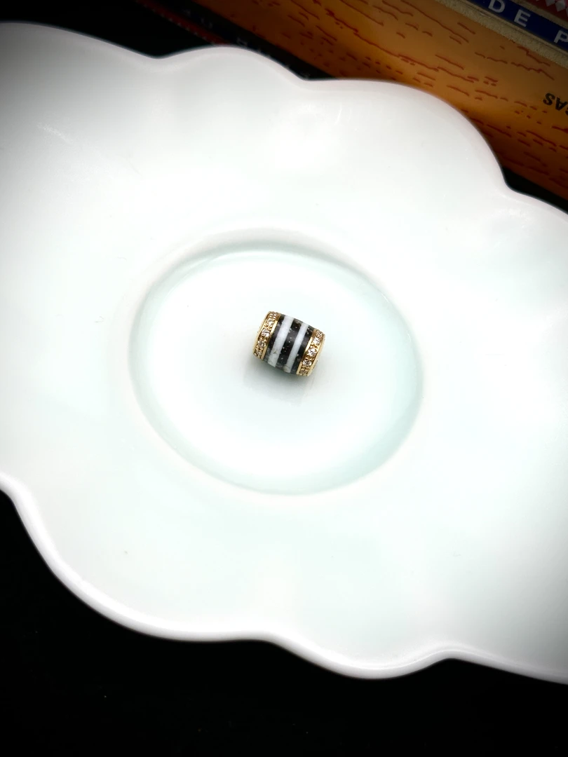 孟加拉双线古珠配饰 6.9/8.5 22k镶嵌 文玩配饰