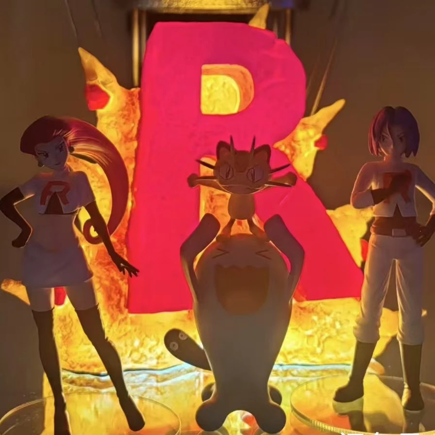 【全款现货 48 小时发货】火箭队套组 带背景 可发光 手办摆件