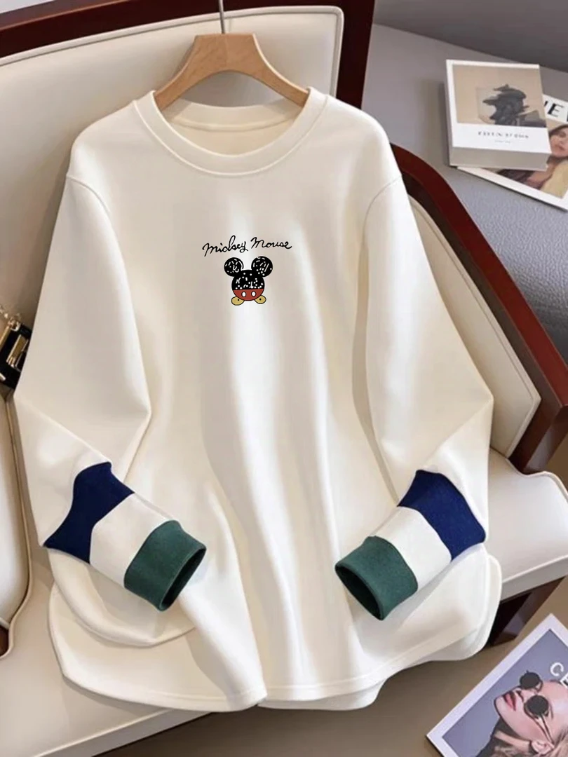 韩版2025秋季圆领拼接中长款百搭打底T恤长袖女显瘦内搭打底衫潮