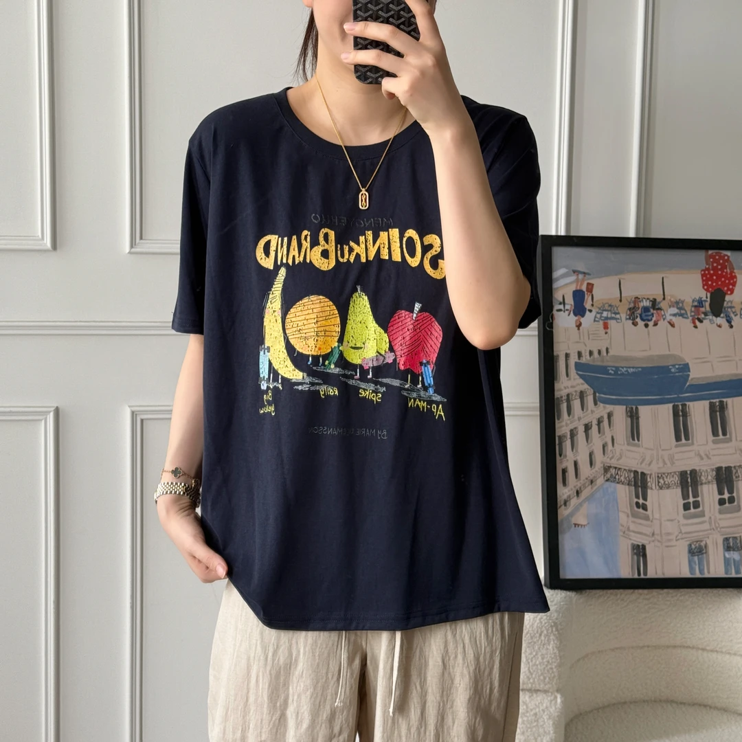 美亚恩NANA【水果派对】夏季圆领印花短袖搞怪T恤宽松C0397