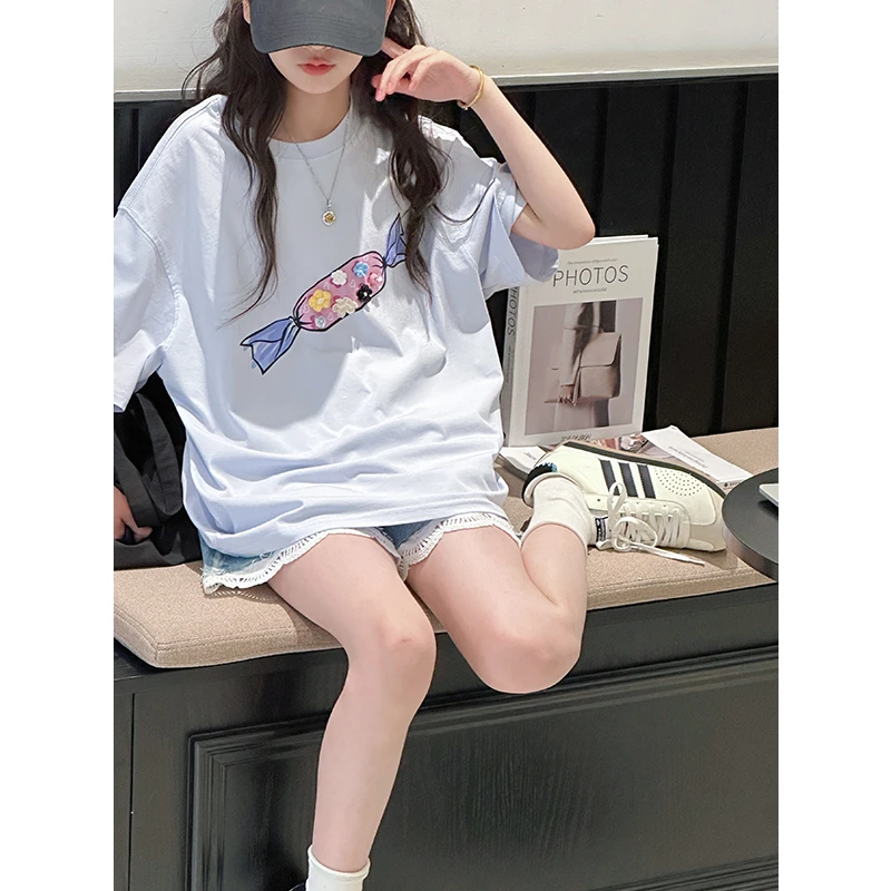 K29016韩系女童短袖T恤2025新款夏装儿童上衣半袖休闲女大童衣服t