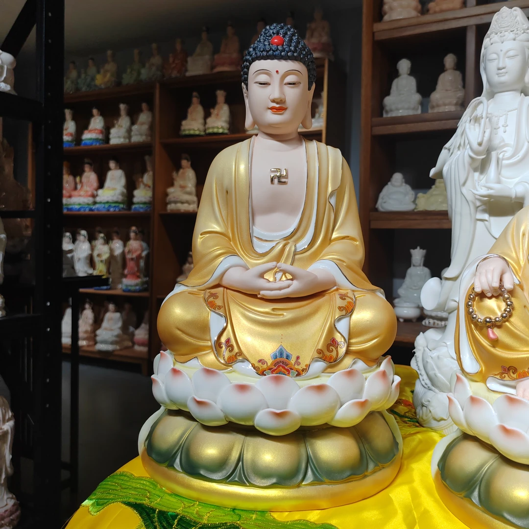 手工彩绘陶瓷释迦牟尼佛菩萨像佛堂居家摆件