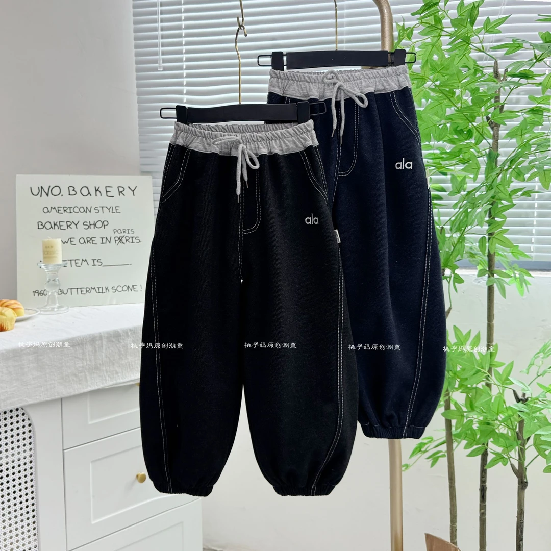 2025秋季童装新款韩版时尚弯刀裤百搭宽松水洗软牛仔长裤潮9725