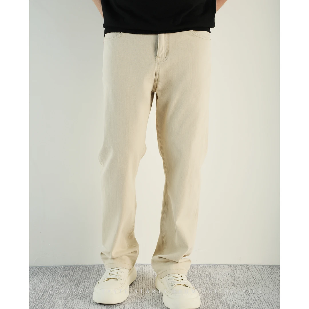 【大头叔叔】夏款高级感色织洗水弹力休闲宽松小直筒牛仔裤 DDK1257