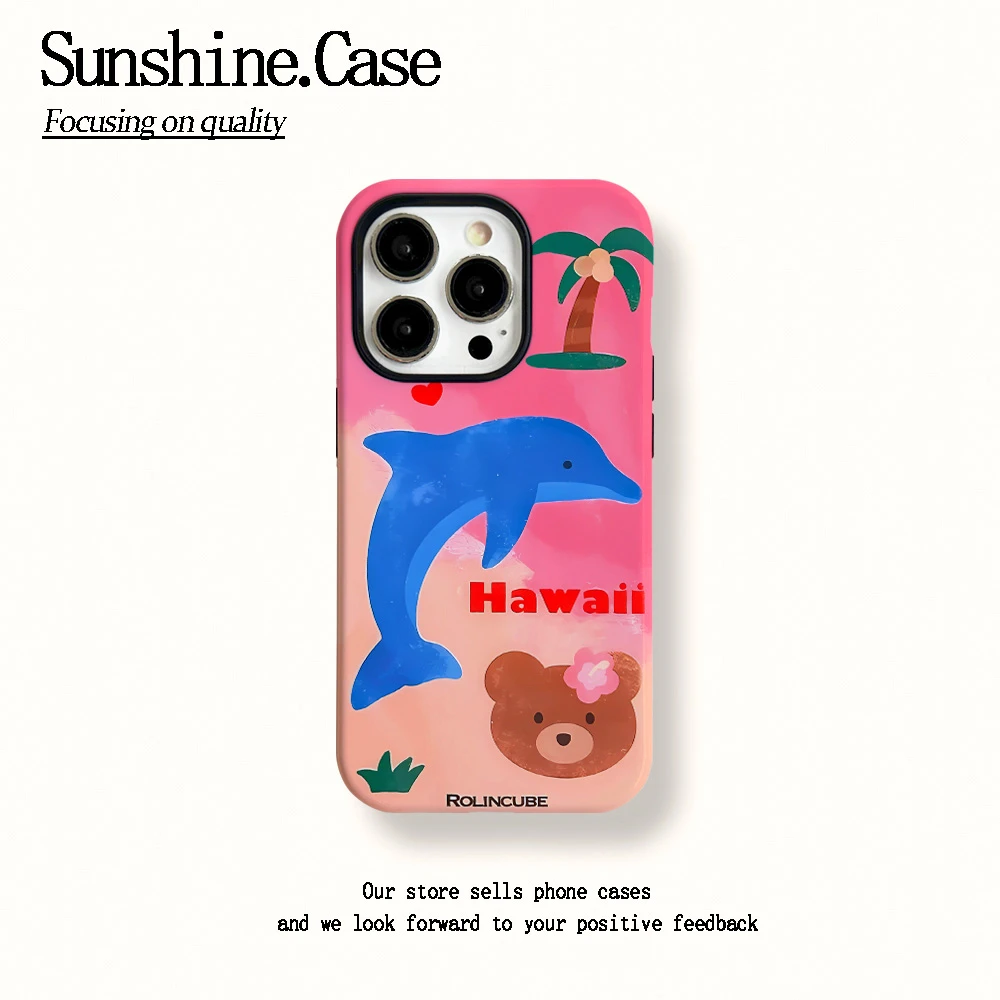 菲林二合一适用苹果华为vivo小米oppo手机壳小熊海豚16PRO/15