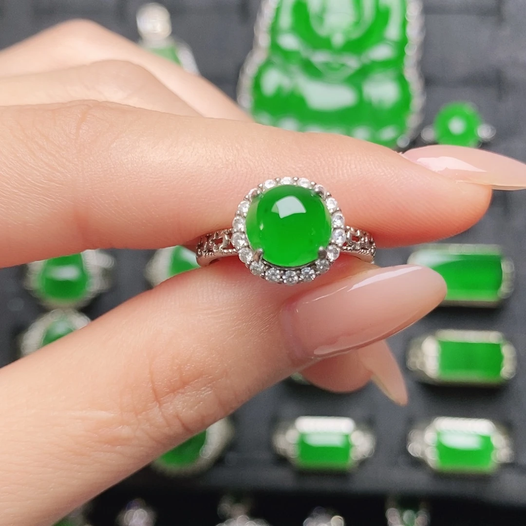 翡翠银S925镶嵌戒指