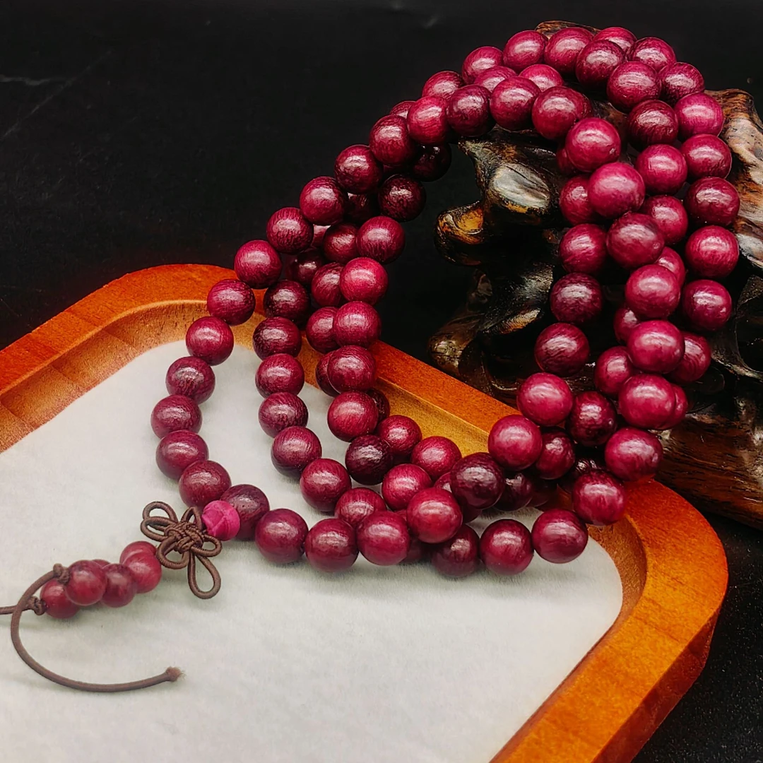 原色紫罗兰0.8紫苏木手串108颗精工打磨高密度文玩佛珠念珠