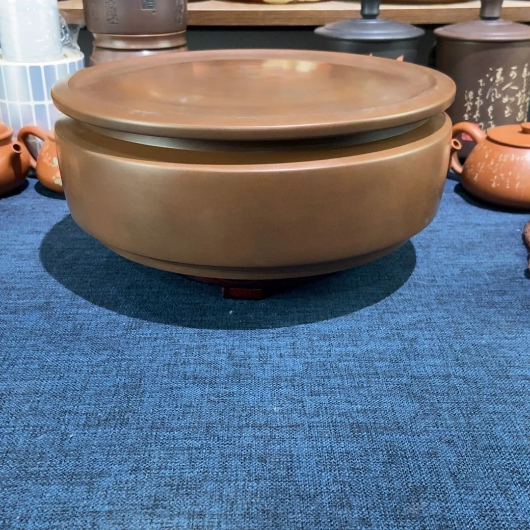 10建水紫陶精磨357素饼盒