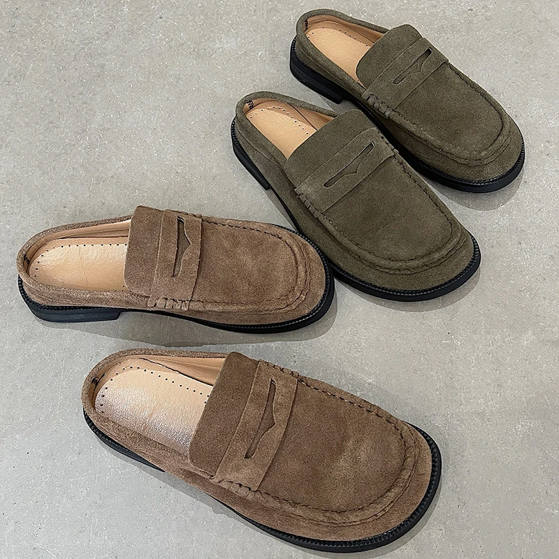 基础款软底老钱风轻奢男女博肯鞋一脚蹬休闲懒人鞋包头穆勒勃肯鞋