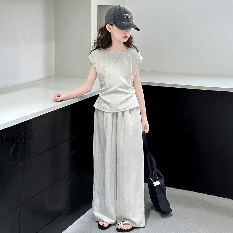 女童夏季套装2025新款女孩大童韩系穿搭儿童夏装慵懒风休闲两件套