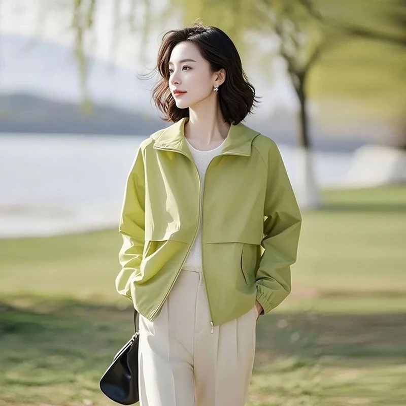 2025超火气质今年流行的女装减龄漂亮洋气百搭绿色夹克外套早春季