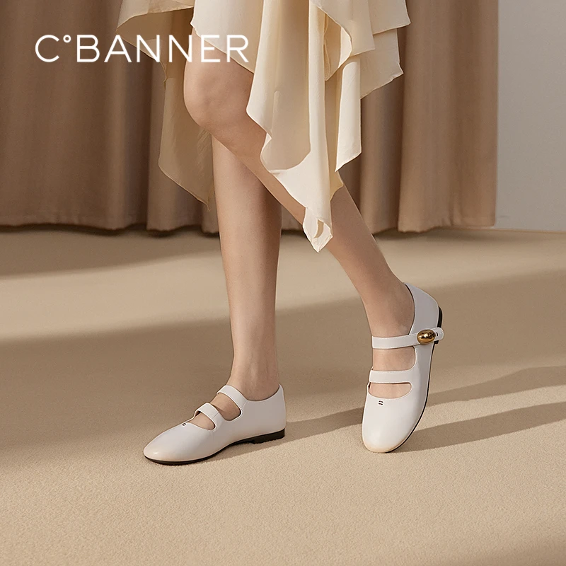 千百度复古玛丽珍鞋女款2025春季新款晚晚鞋平底浅口鞋A25184702