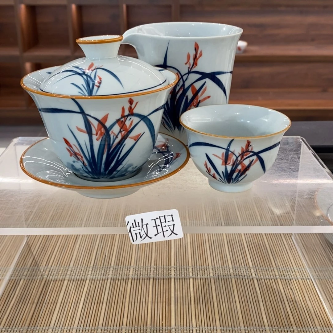 釉下彩老陶泥手工绘制