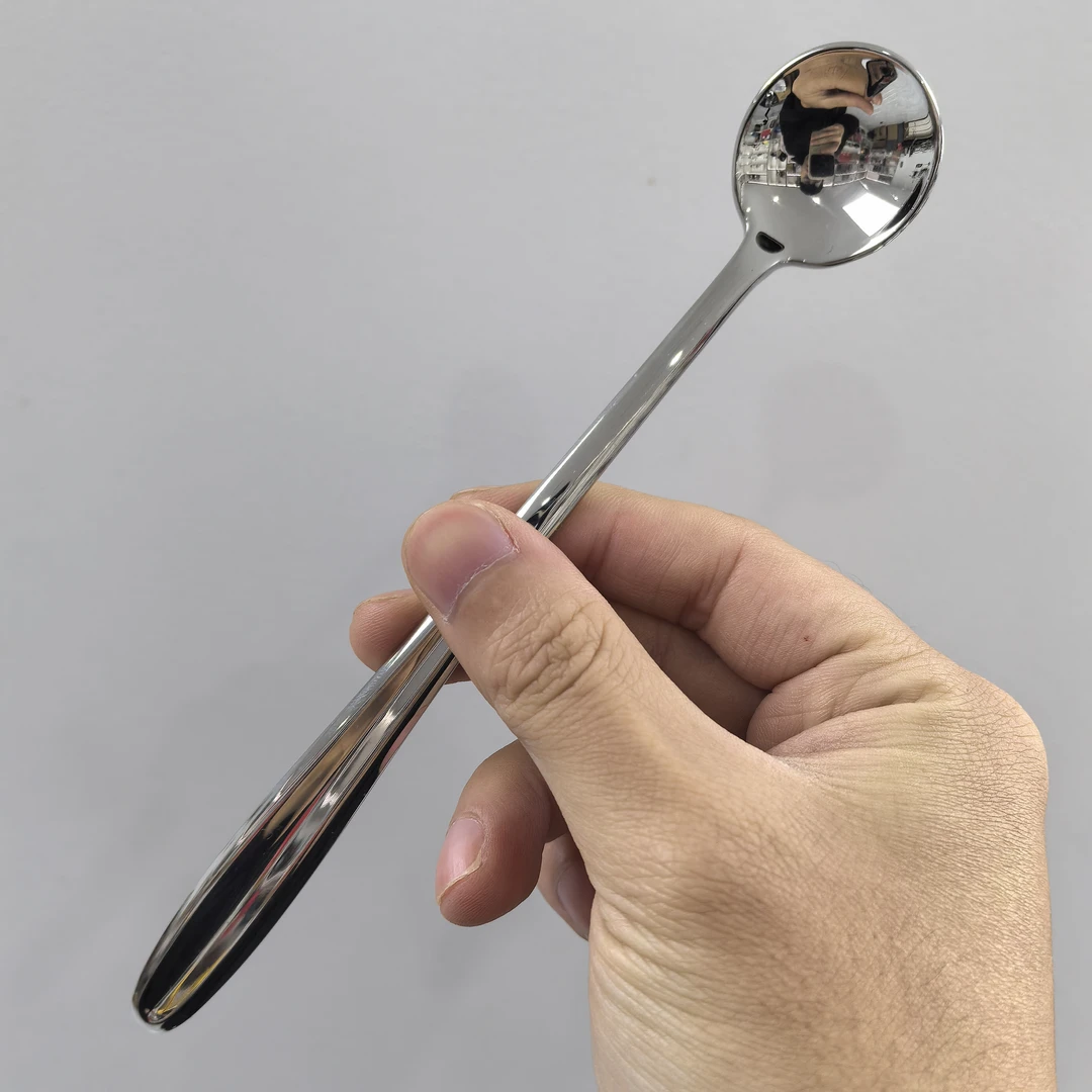 18/10不锈钢圆头长柄搅拌勺弧形圆头调料咖啡冰勺奶茶勺